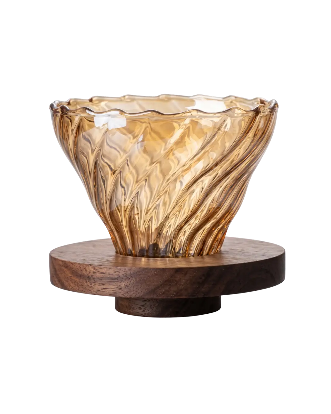 Dripper V60 de Vidrio con Base de Madera Ocre – Talla 02